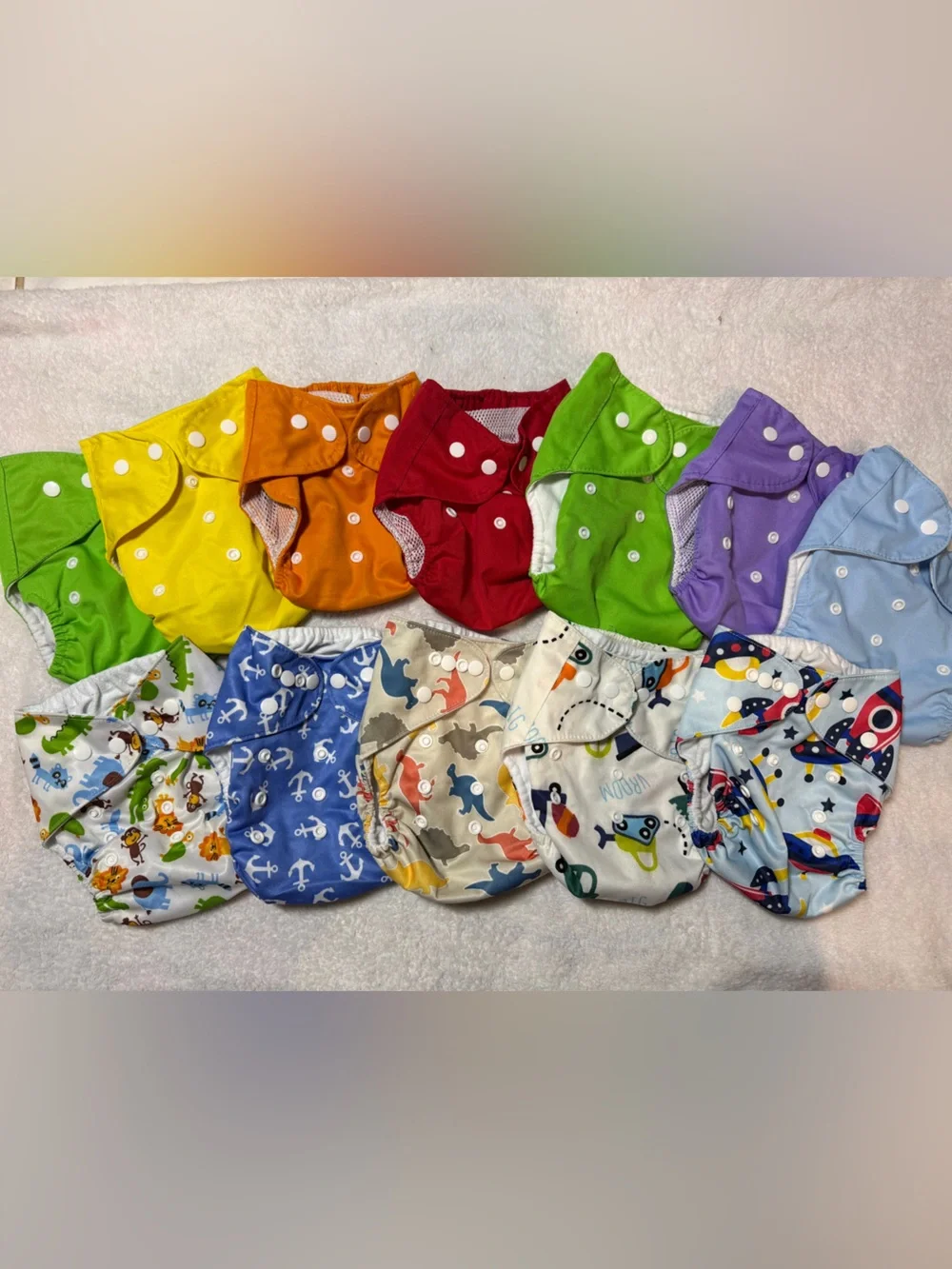 Assorted Colorful Reusable Cloth Diapers & Inserts